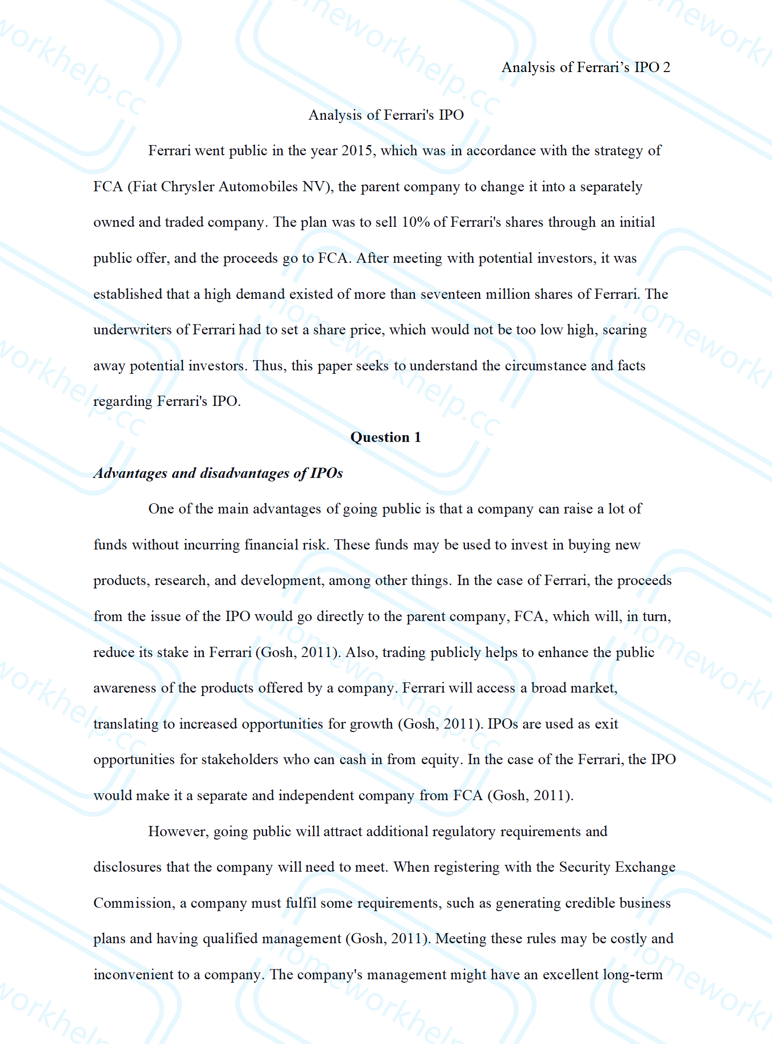  法拉利的IPO分析Analysis of Ferrari's IPO