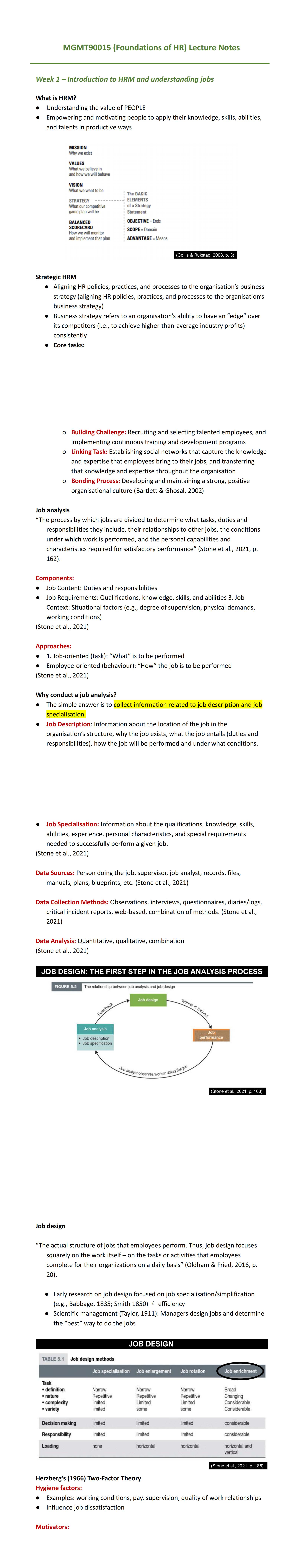 MGMT90015 (Foundations of HR) Lecture Notes