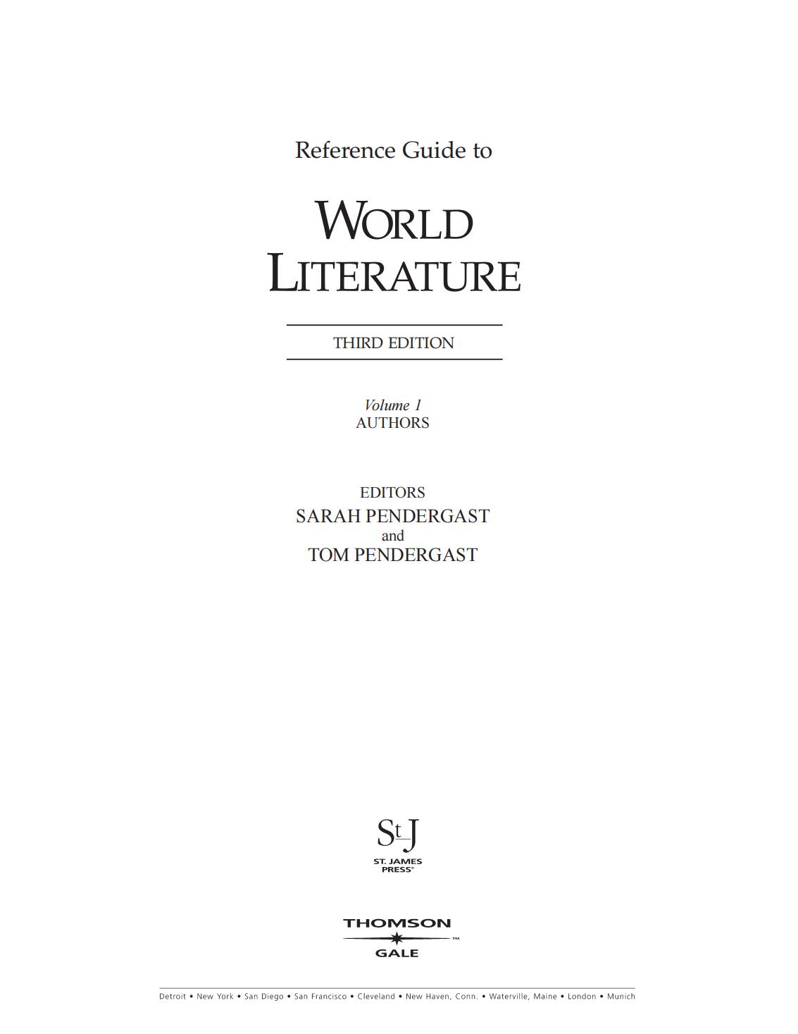《世界文学参考指南》(第三版) REFERENCE GUIDE TO WORLD LITERATURE, 3rd EDITION 下载 《世界文学参考指南》(第三版) REFERENCE GUIDE TO WORLD LITERATURE, 3rd EDITION 下载